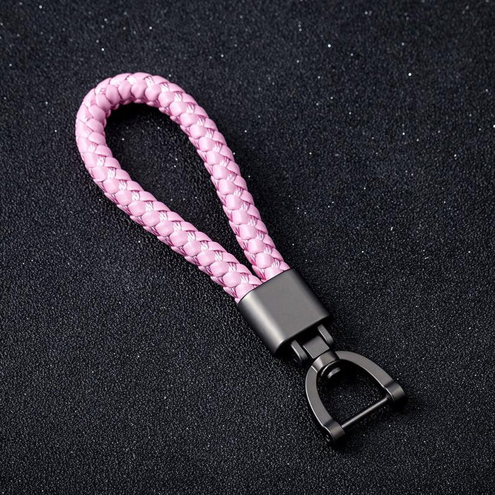Creative Woven Leather Rope Metal Key Chain