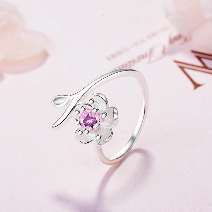 Simple Temperament Flower Women's Open Ring