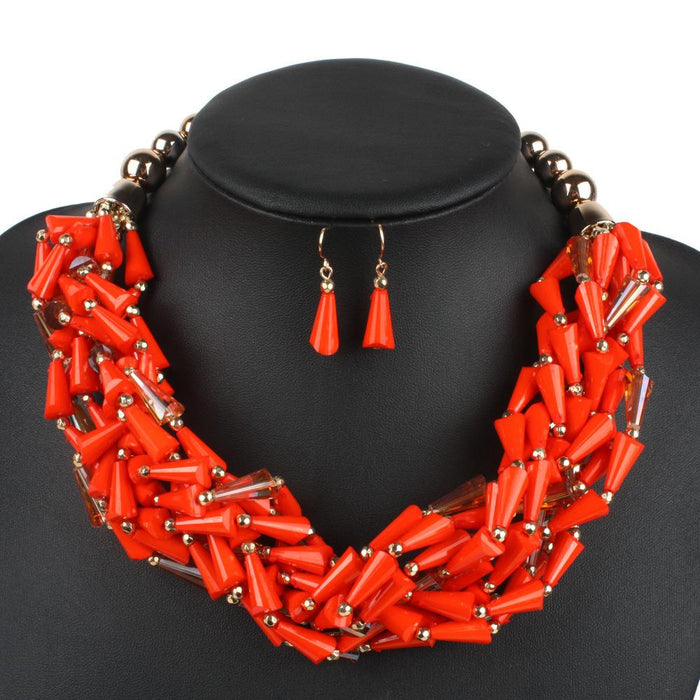 Women's Jewelry Fashion Woven Crystal Beaded Necklace