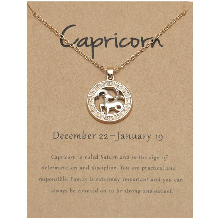 Zodiac 3D Image Pendant Card Clavicle Chain