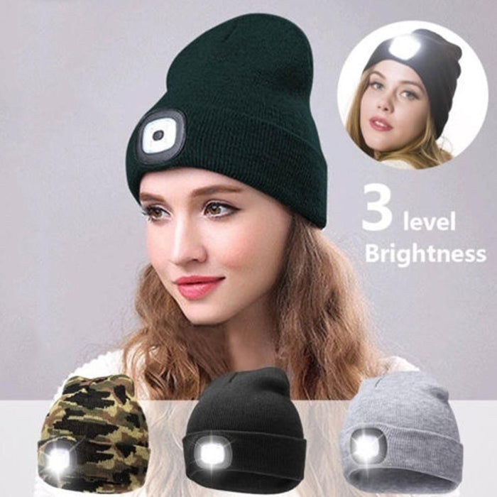 Rechargeable Usb Led Light Keep Warm Beanie