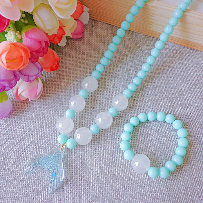 Cute Cartoon Beauty Fishtail Necklace Bracelet Set
