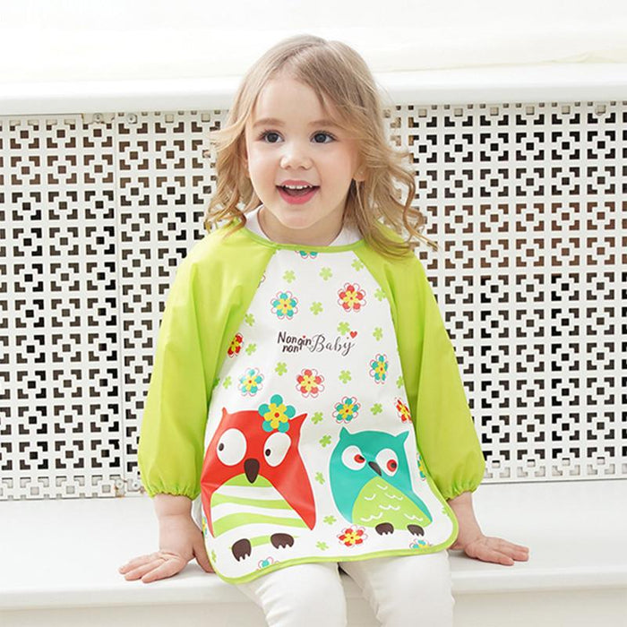 Cute Bibs Waterproof Long Sleeve Apron Children Feeding Smock