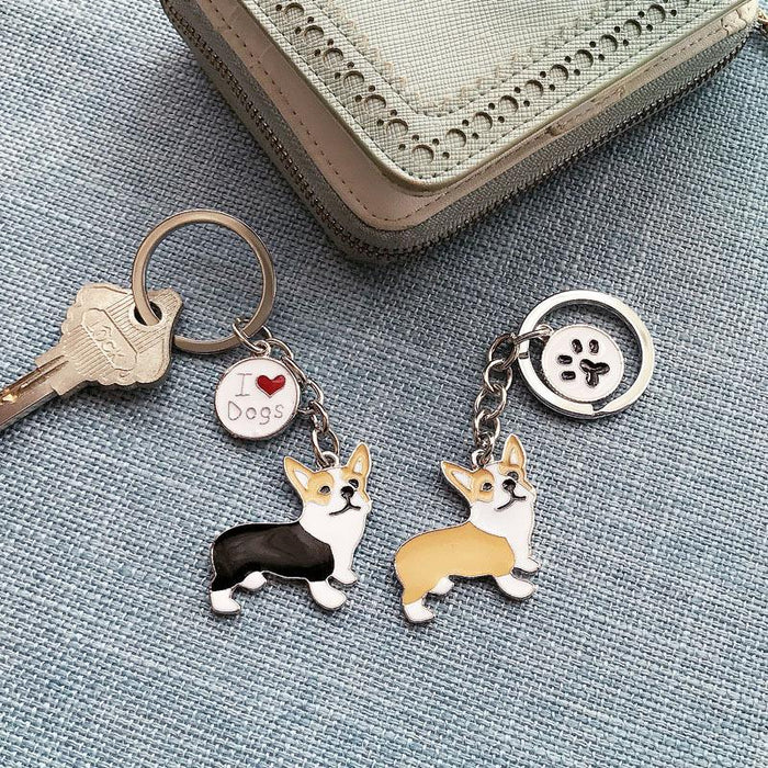 Multicolor Pet Dog Painted Zinc Alloy Keychain