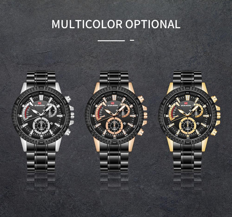 Men's Fashion Business Sports Casual Watch Stainless Steel Chain Steel Band Watch