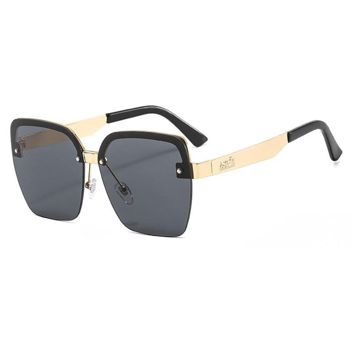 Metal ocean color half frame sunglasses