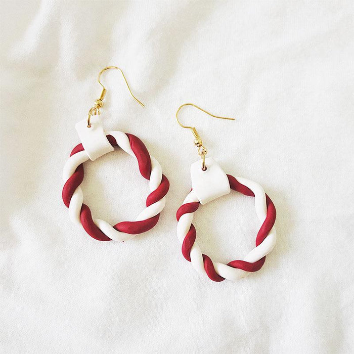 Green Handmade DIY Soft Clay Geometric Flower Earrings