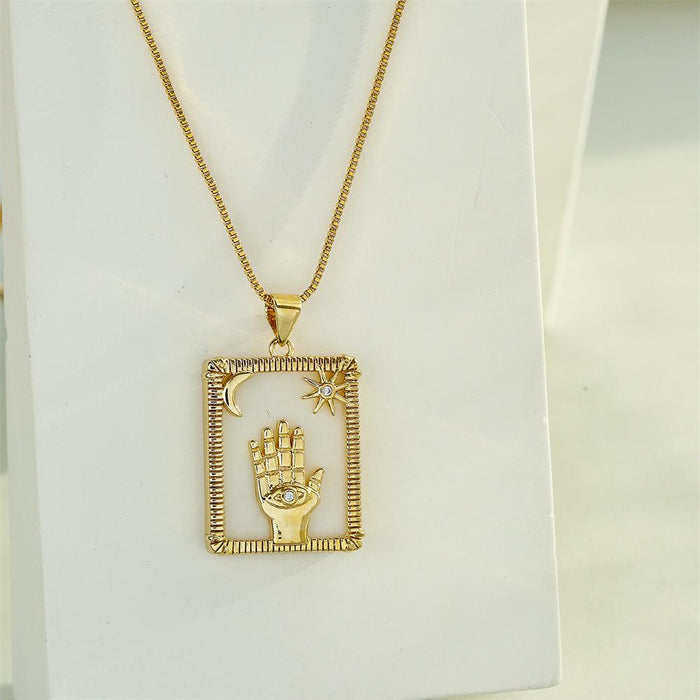 New Simple Sun Moon Gold Color Pendant Necklace