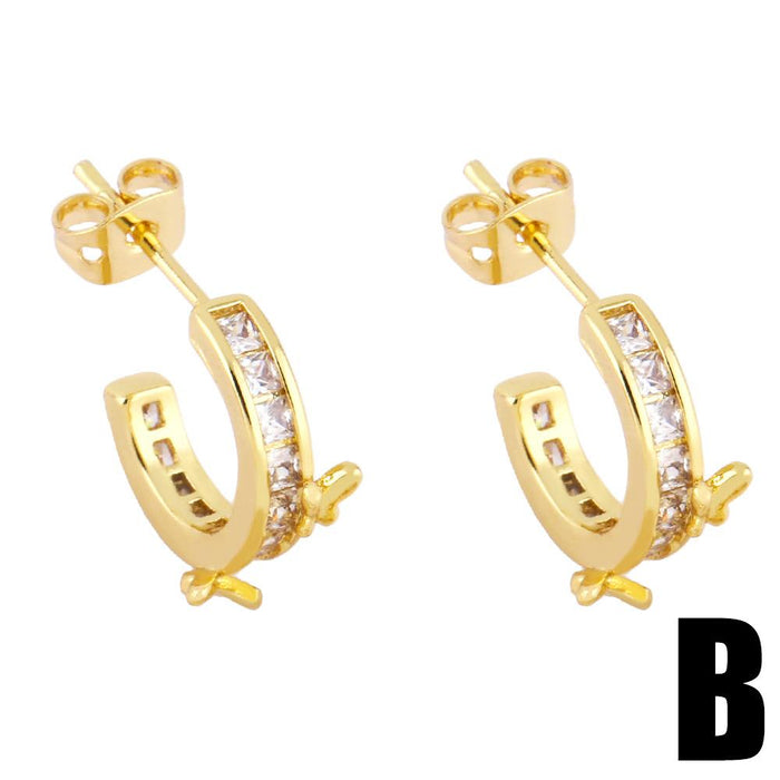 Temperament Zircon Shell C-shaped Earrings Earrings