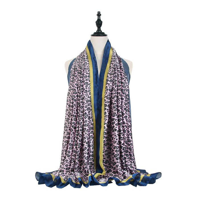Long Scarf Leopard Print New Satin Print Sunscreen Shawl Scarf