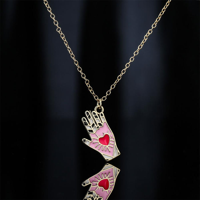 New Fashion Niche Palm Shape Gold Color Pendant Necklace