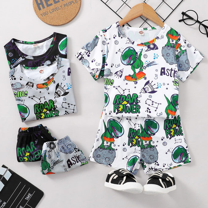 Children's printed letter set with short sleeves