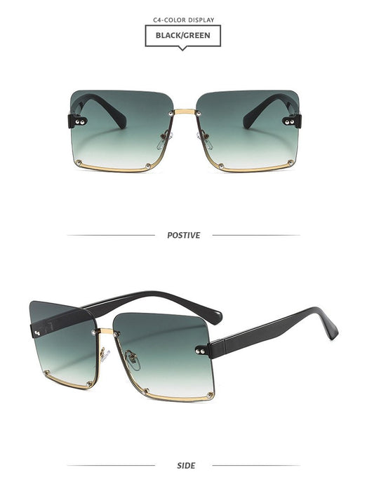 Half frame square Sunglasses Retro