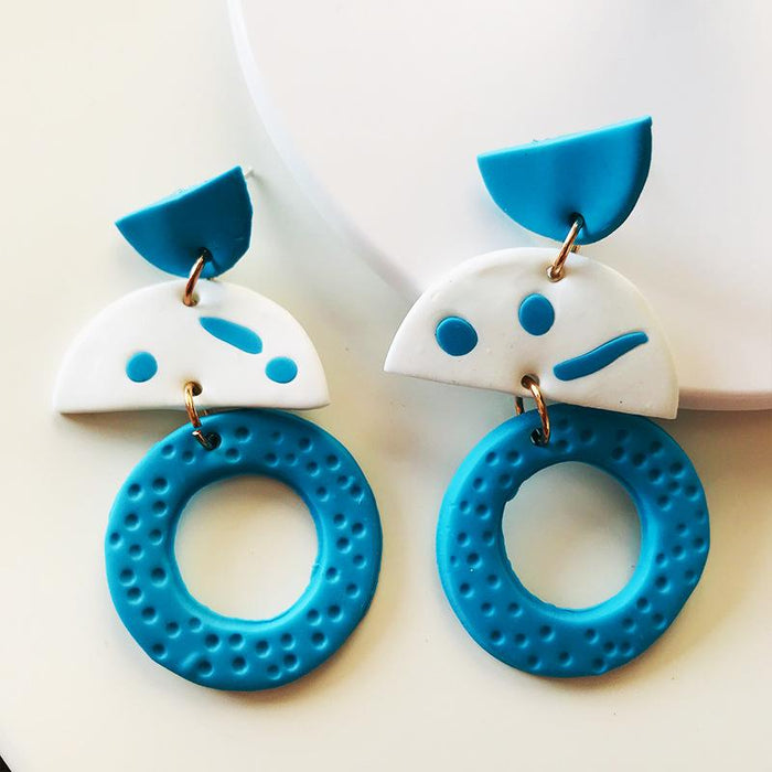Original Painted Spot Handmade Clay Soft Pottery Earrings
