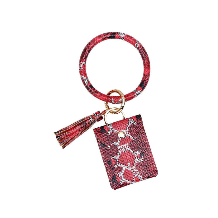 New Leopard Print Card Bag Wrist Key Chain Zero Wallet Pendant