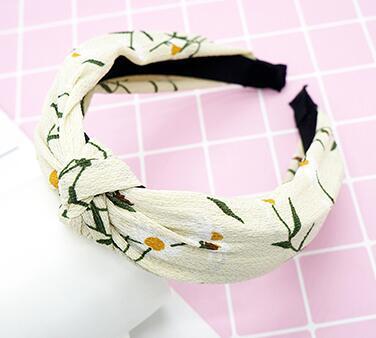 New Flower Headband Women Solid Color Knotted Hairband