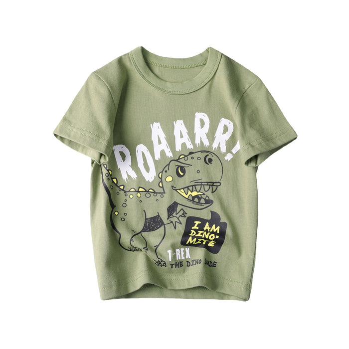 Tyrannosaurus Rex print children's medium and small children's Short Sleeve T-Shirt