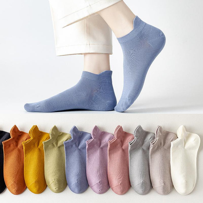 Spring and Summer New Pure Color Ship Socks Cotton Low Top Socks