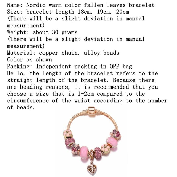 Warm Fall Leaves Pendant Diamond Leaf Beaded Daisy Bracelet