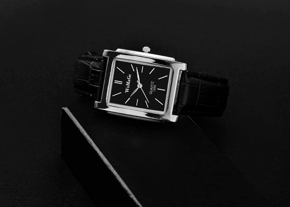 Men Watches Rectangle Quartz Leather Watches Elegant Wristwatch