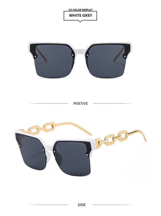 Half frame chain metal sunglasses
