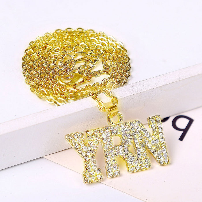 Punk Hip-hop Letter Full Diamond Necklace