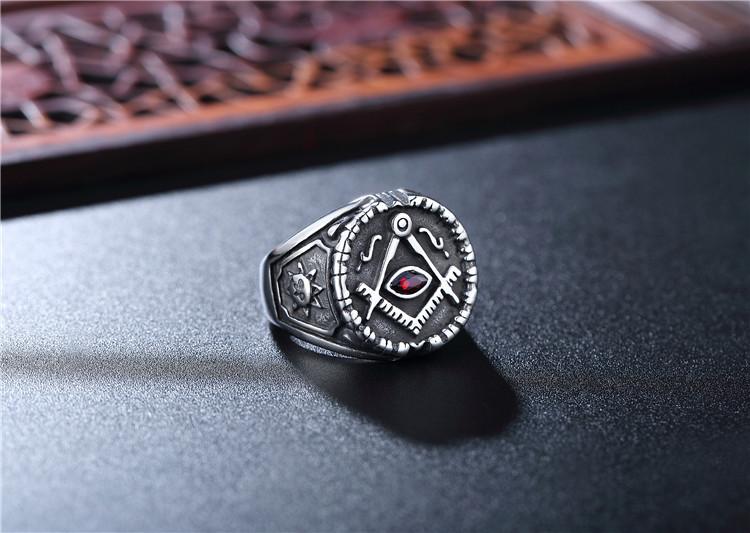 Personality Retro Masonic Men's Titanium Steel Ring