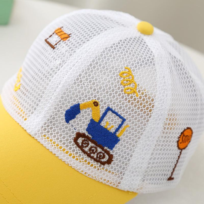 Children's Summer Cartoon Small Excavator Sunshade Net Cap