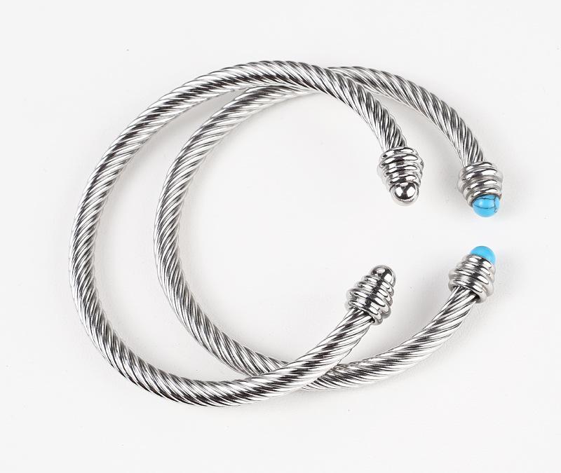 Titanium Steel Cable Bracelet Elastic Twist C Shape Bracelet Bangle
