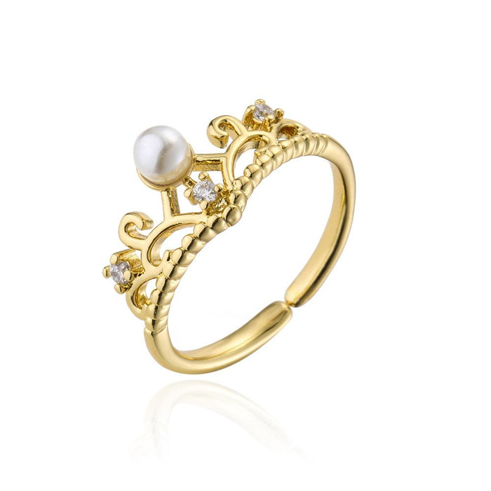 Fashion Personalized Zircon Crown Geometric Opening Ring