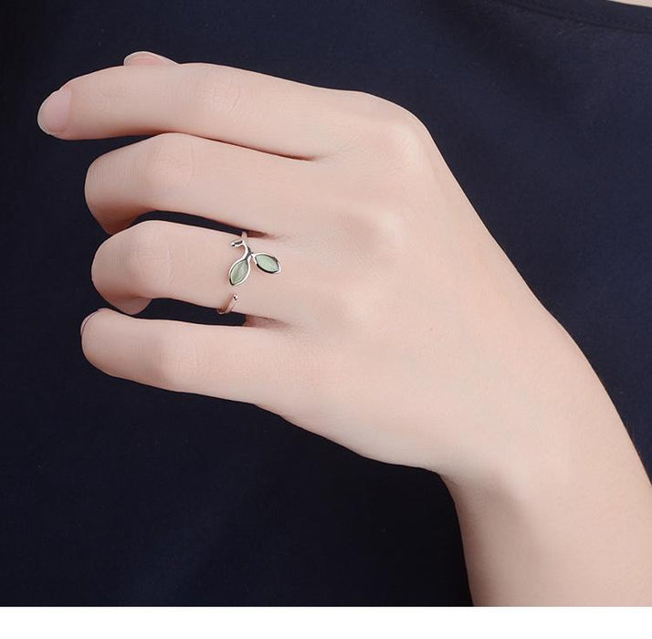 New Creative Green Leaf Women's Opening Ring