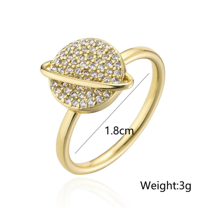 Planet Rotary Gold Color Ring Open Ring