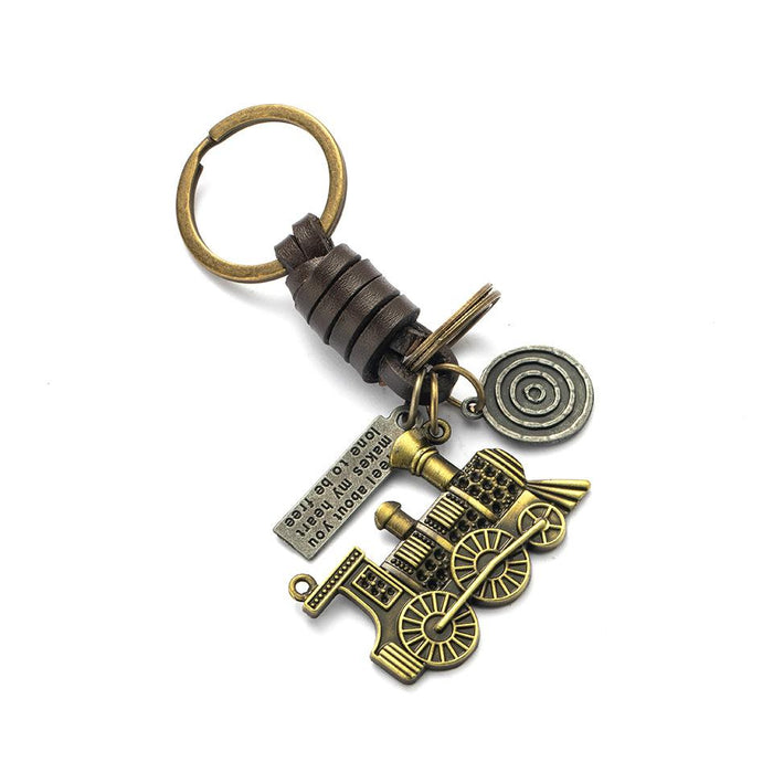 Vintage punk style leather metal Keychains creative small gift hand woven car Keychains pendant