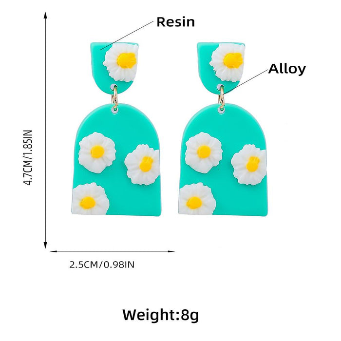 Trendy Simple Geometric Resin Daisy Earrings