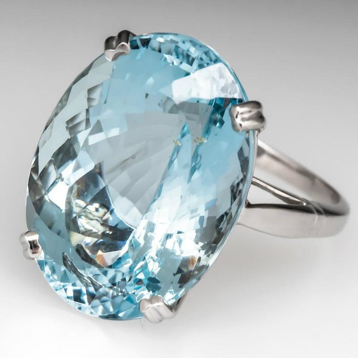 Luxury Oval Cut Light Blue Zircon Rings Jewelry