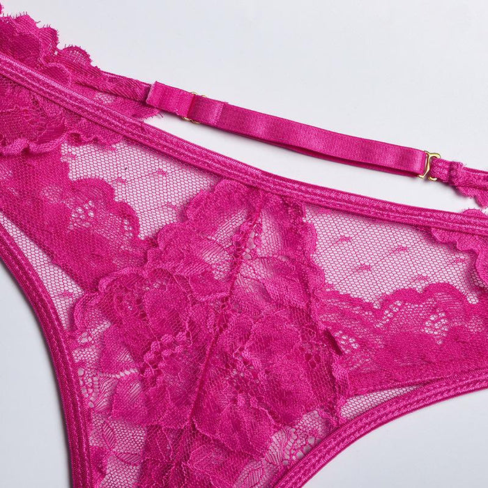 Women's Eyelash Lace Underwear Sexy Lingerie Set