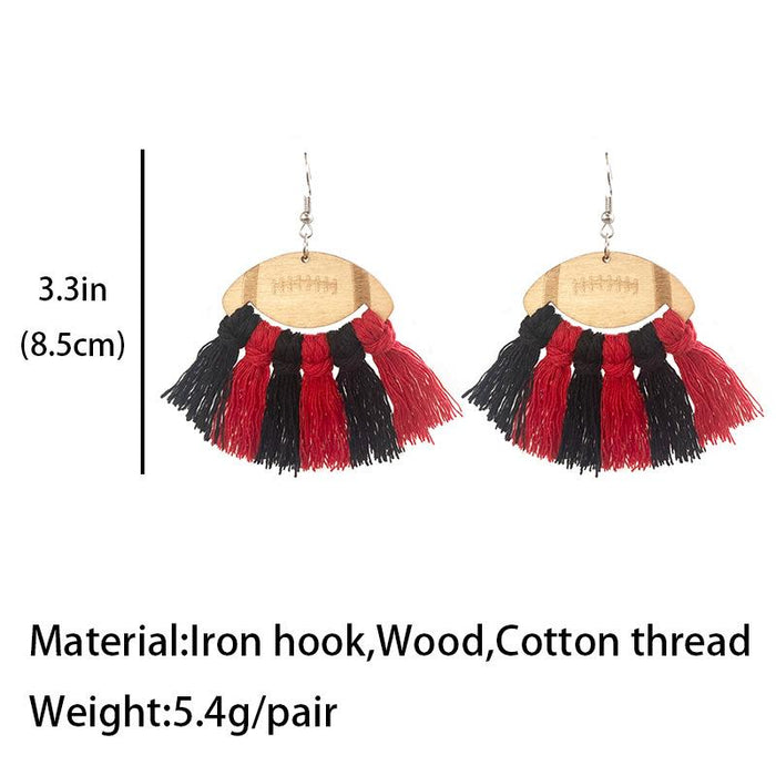 Vintage Braided Wooden Tassel Earrings for Women