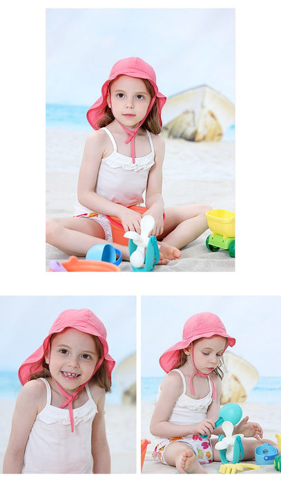 Thin Rose Red Ruffled Outdoor Sunscreen Children's Shawl Hat