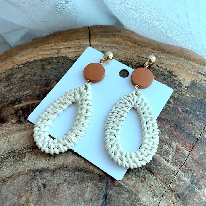 Popular Handmade Natural Grass Woven Earrings