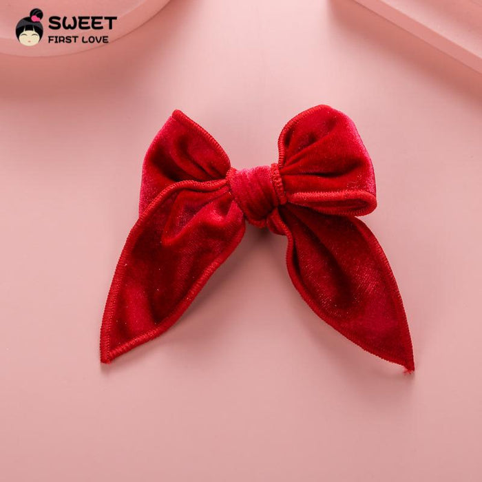 Velvet Bow Dovetail Hairpin Horsetail Clip