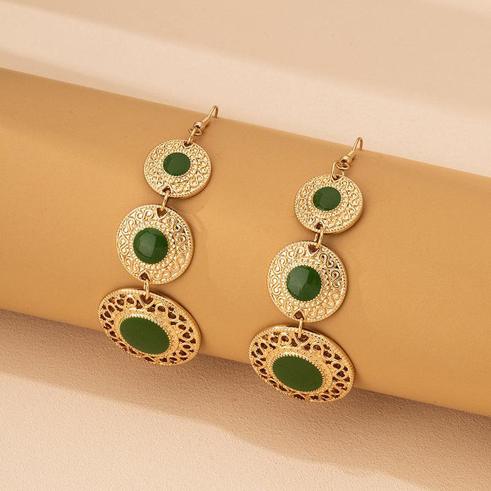 New Women's Retro Personality Geometric Oil Drop Earrings