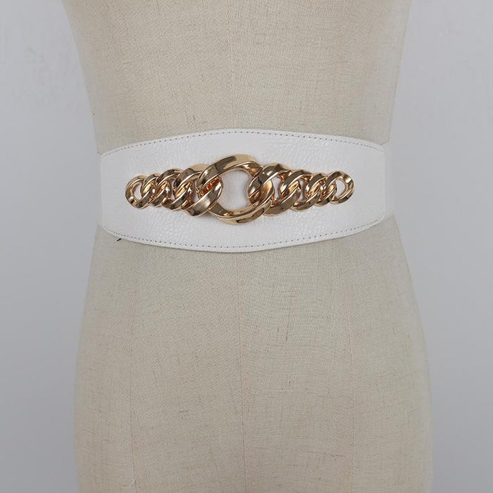 Ladies Outer Thick Chain Decorative Elastic Wide Belt