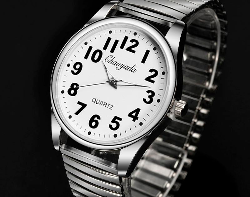 Men Watches Elastic Strap Stainless Steel Luxury Fashion Wristwatch