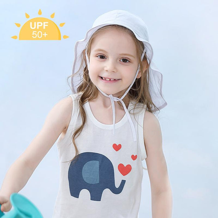 White Ruffled Outdoor Sunscreen Thin Children's Fisherman Hat