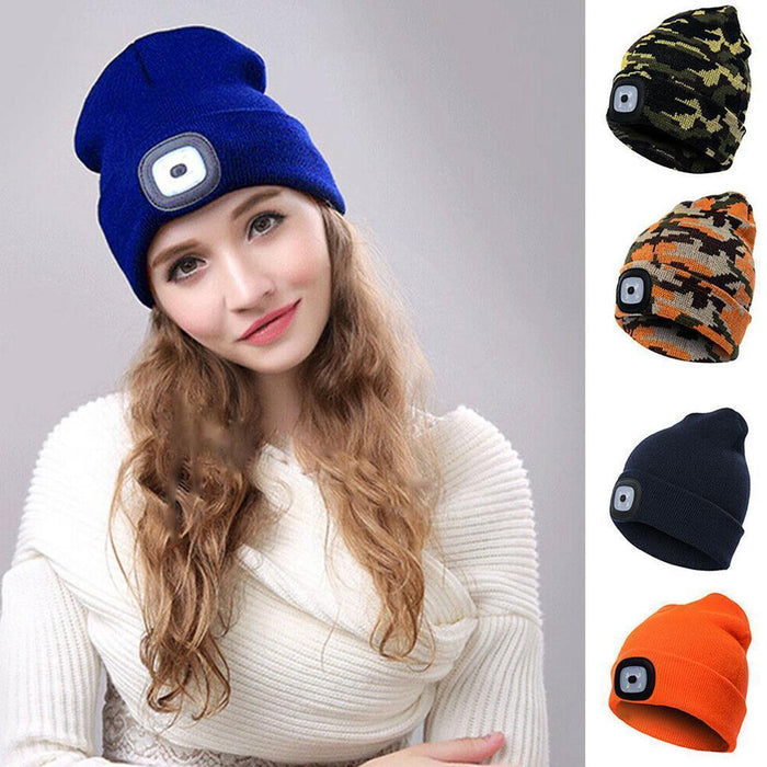 Rechargeable Usb Led Light Keep Warm Beanie