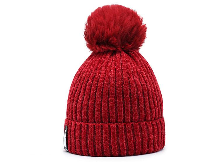 Winter Hats for Woman Thicker Beanies Chenille Ball Knitted Cap