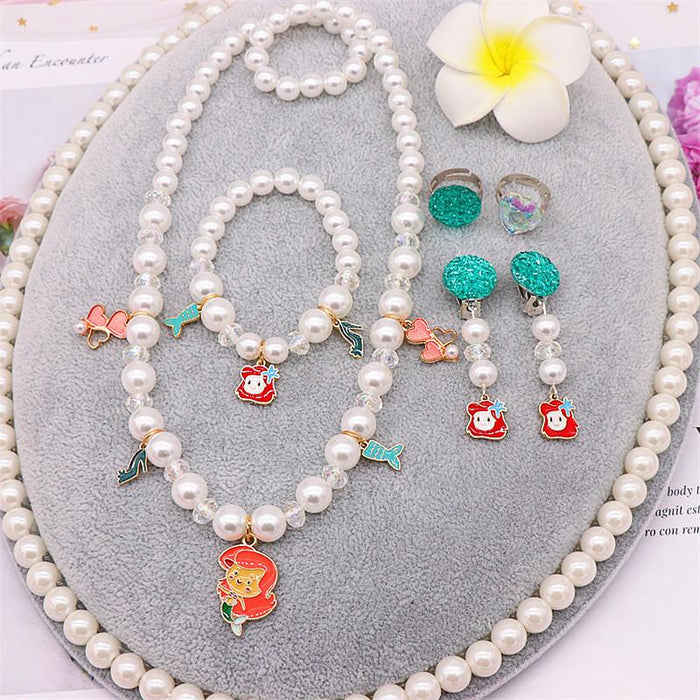 Children's imitation pearl Snow Princess Necklace Bracelet Set
