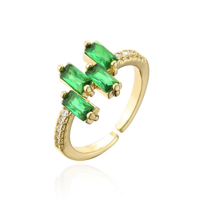 New Colorful Personalized Zircon Geometric Split Ring