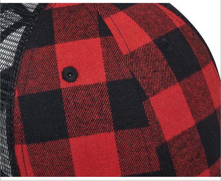 New Baseball Cap Personality All-match Black and Red Plaid Sun Hat