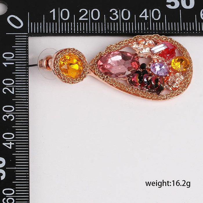 Creative Personality Hollow Out Women's Earring Accessories Inlaid Rhinestone